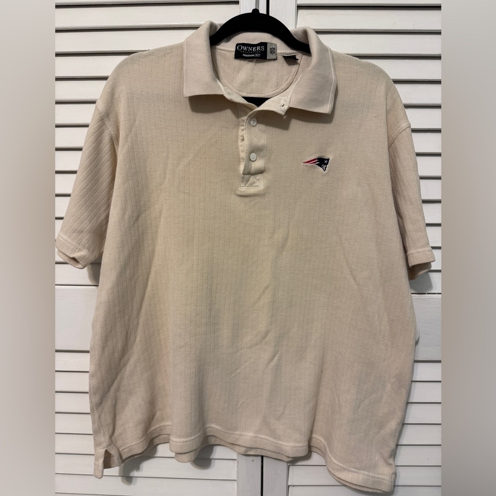 Reebok Vintage Patriots Owners Collection Cream Polo Shirt